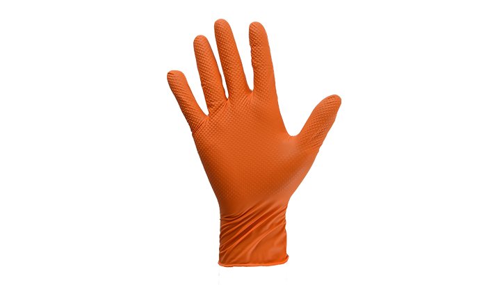 BZ-V8M SH Gloves 8Mil Orange Nitrile Diamond Grip Glove, Med
